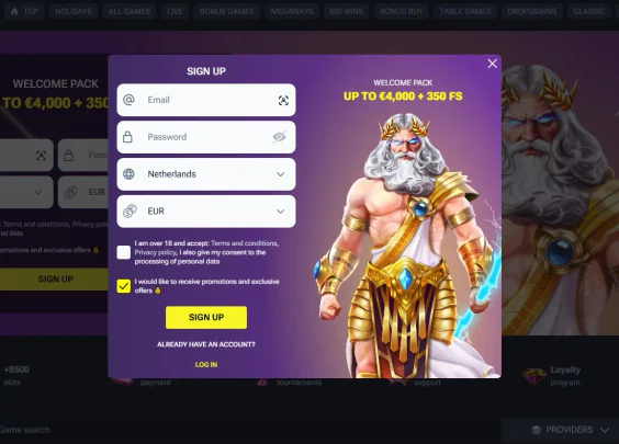 Eenvoudig en snel een account registreren bij VoltSlot Casino
